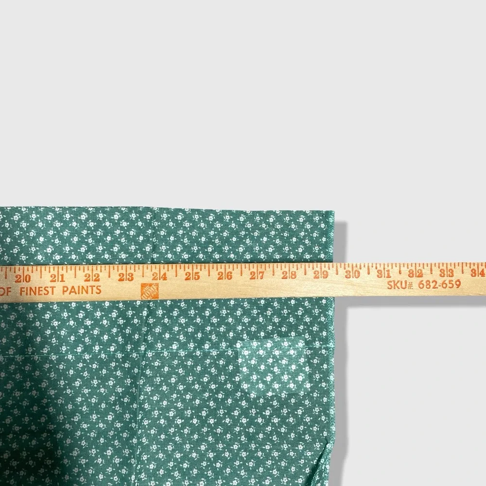 JC Penney Curtains Valance Pair Green Floral Lace‎ Trim Cottagecore Vintage